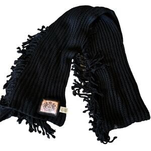 Juicy couture women’s black knit winter scarf rayon/nylon/silk/cashmere blend